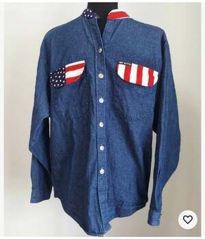 Vintage 80 90's Mo Betta COWBOY Banded Patriotic Denim Western Garth Rodeo Med